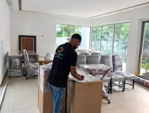 Professional office movers in Muscat, uniformed team
